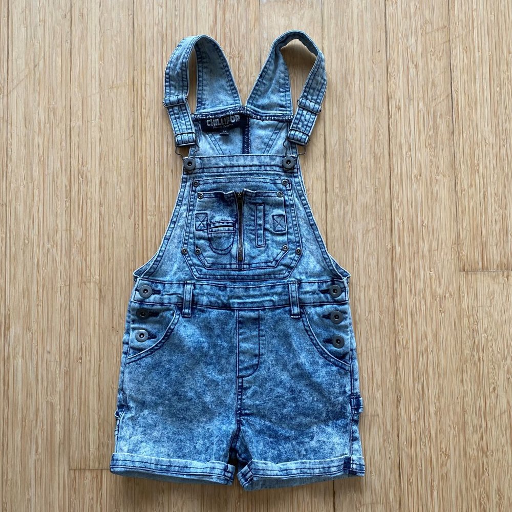 Girls Denim Chillipop Premium Collection Shortalls, Size 7-8